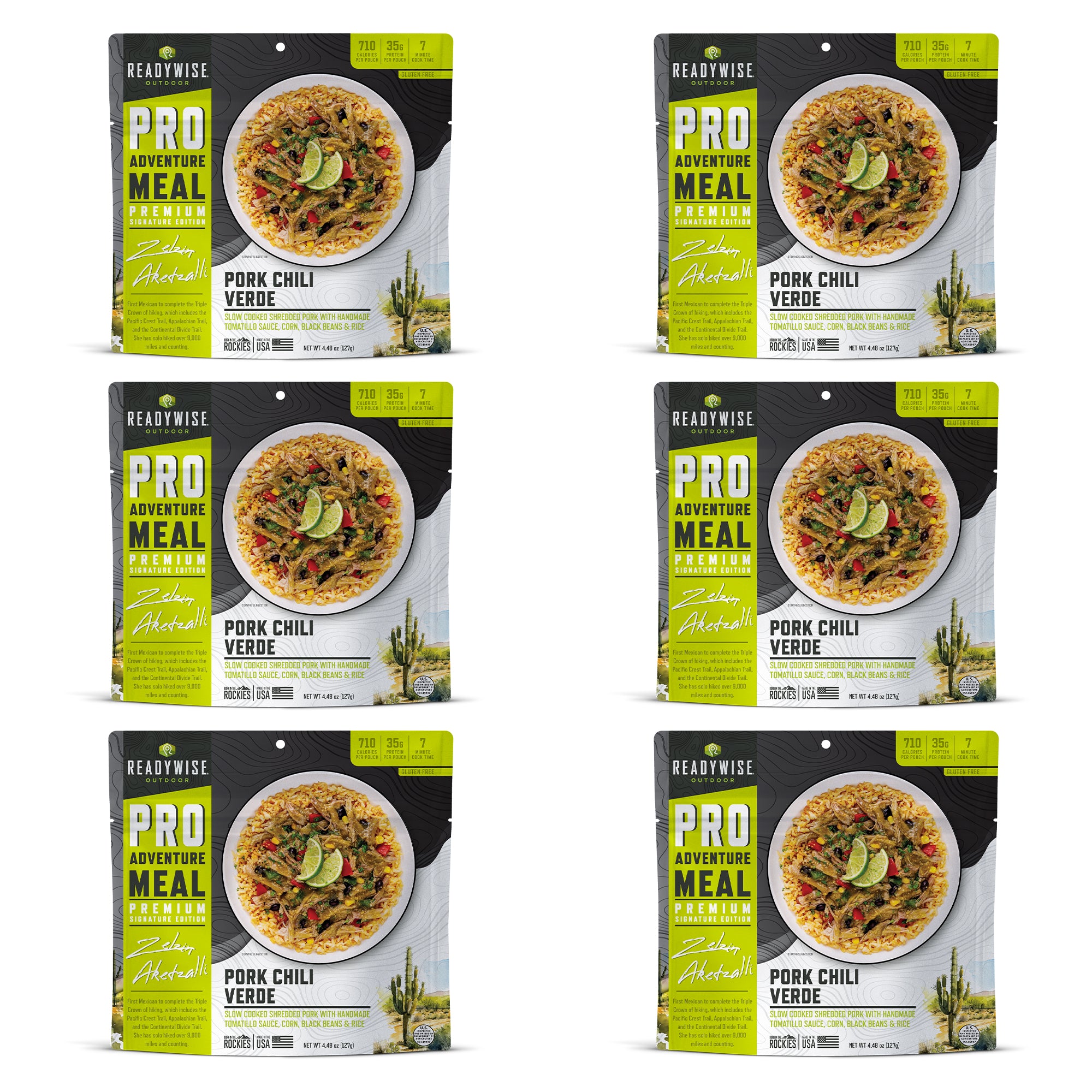 6 CT ReadyWise Emergency Food Pro Adventure Meal Pork Chile Verde