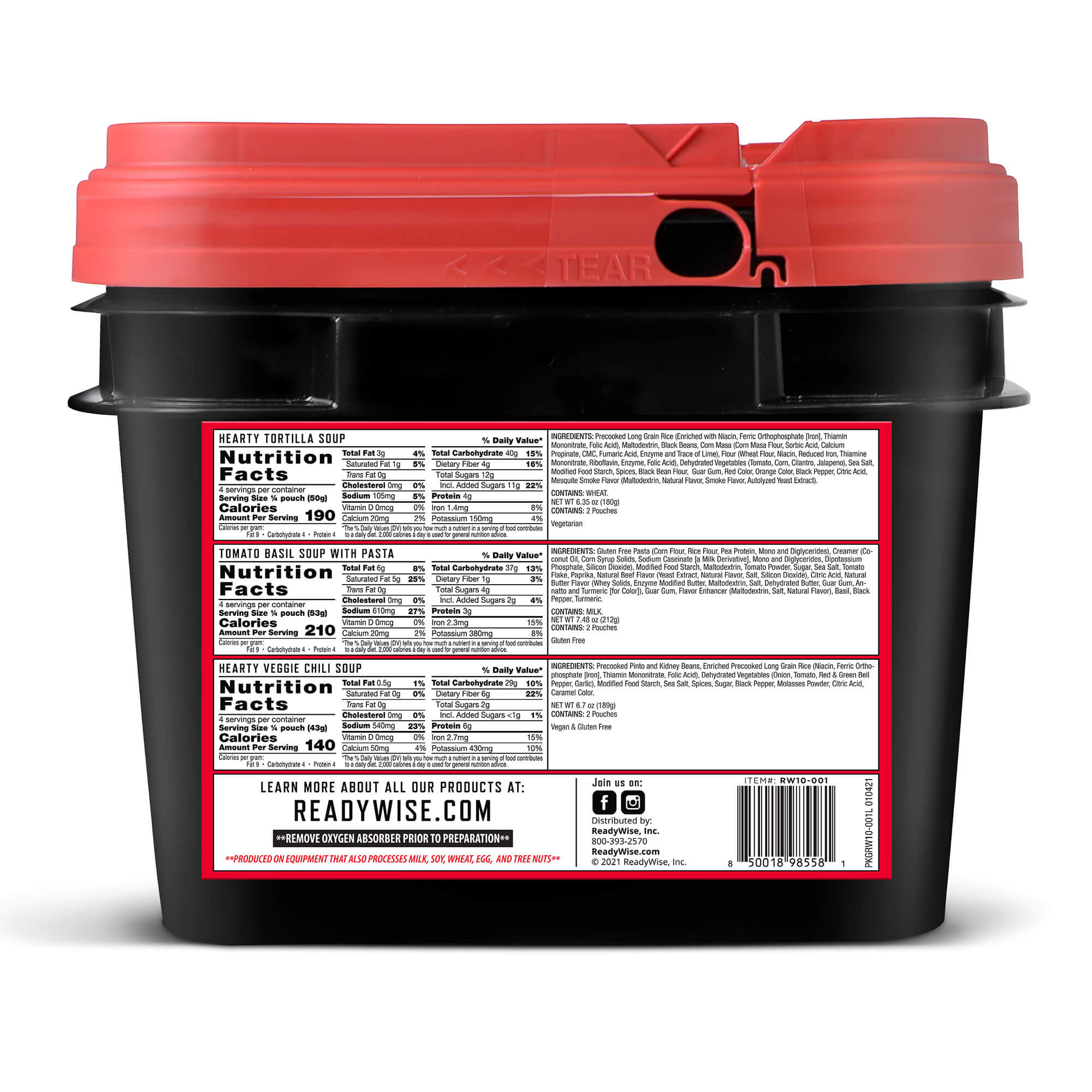 Emergency Food Soup Bucket Grab and Go Bucket - 48 Servings